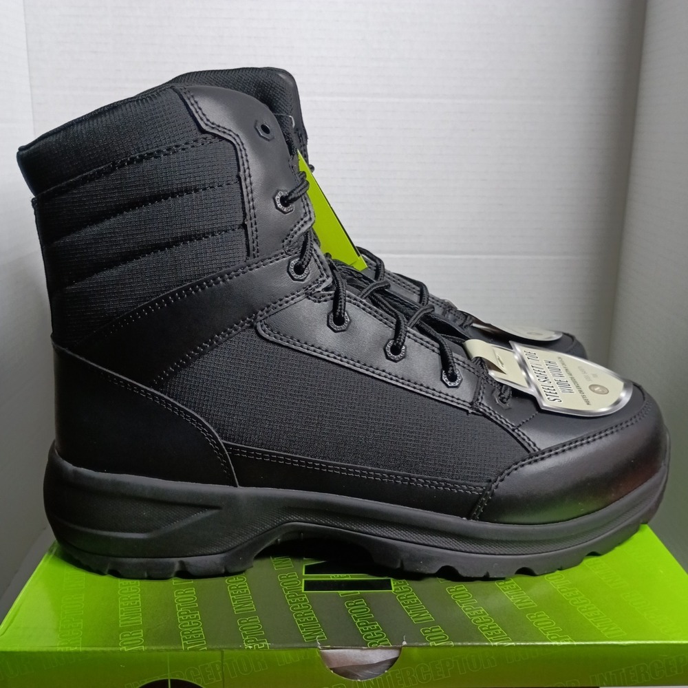 Interceptor Force 2.0 Black Steel Safety Toe Wide Work Boots Men's Size 14